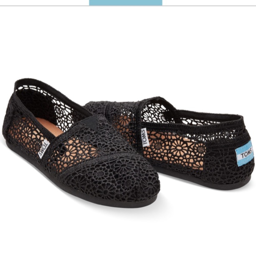 🖤TOMS BLACK MOROCCAN CROCHET WOMEN'S CLASSIC SZ 5